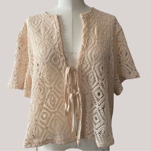 Future Collective Alani Noelle for Target crochet tie blouse short sleeve size L
